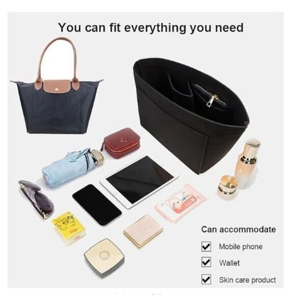 Purse Organizer Insert for Le Pliage Handbags Insert Organizer- Felt Size Medium - Picture 4 of 8